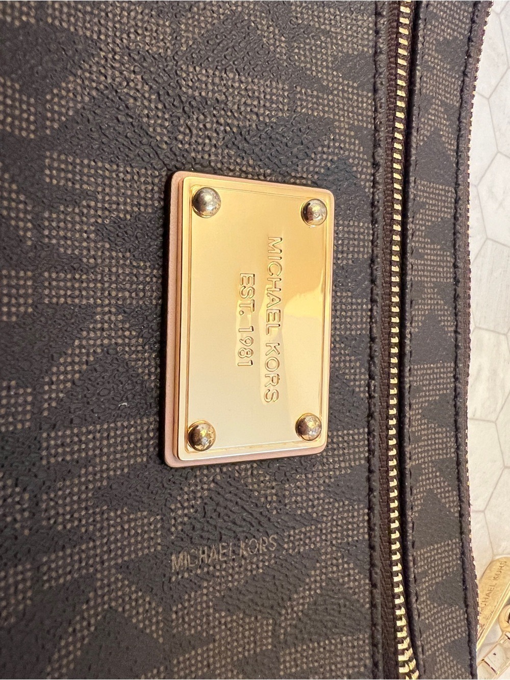 NWOT Michael Kors Brown Logo Wristlet Pouch - Picture 2 of 8